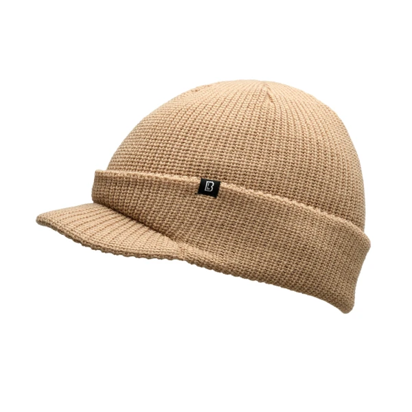 Brandit Jeepcap - Unisex - Grof gebreid - Muts met klep | Meerdere kleuren - Beige