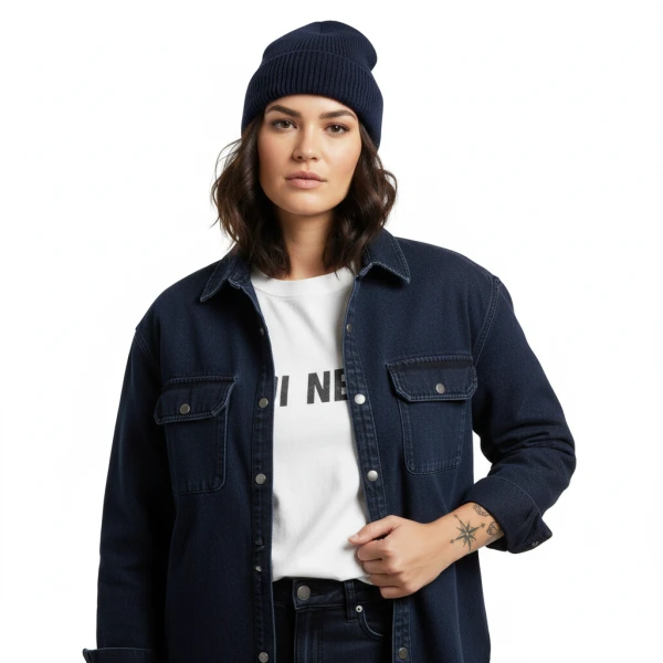 Beanie muts - Grof - Fleece voering - Unisex Diverse kleuren - Blauw