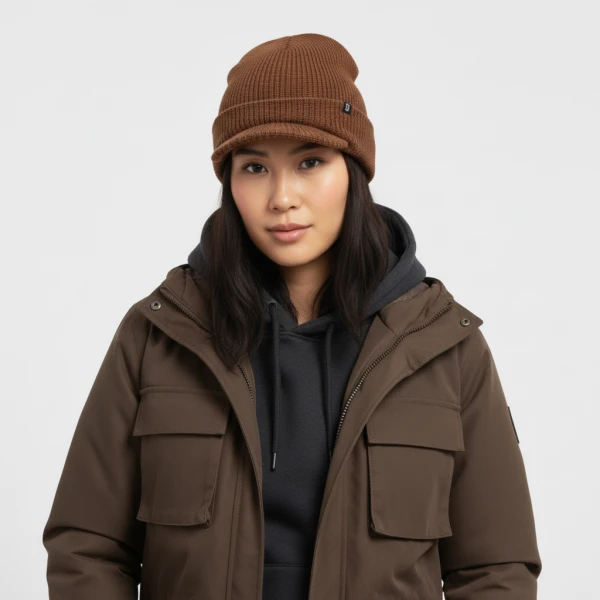 Brandit Jeepcap - Unisex - Grof gebreid - Muts met klep | Meerdere kleuren - Bruin