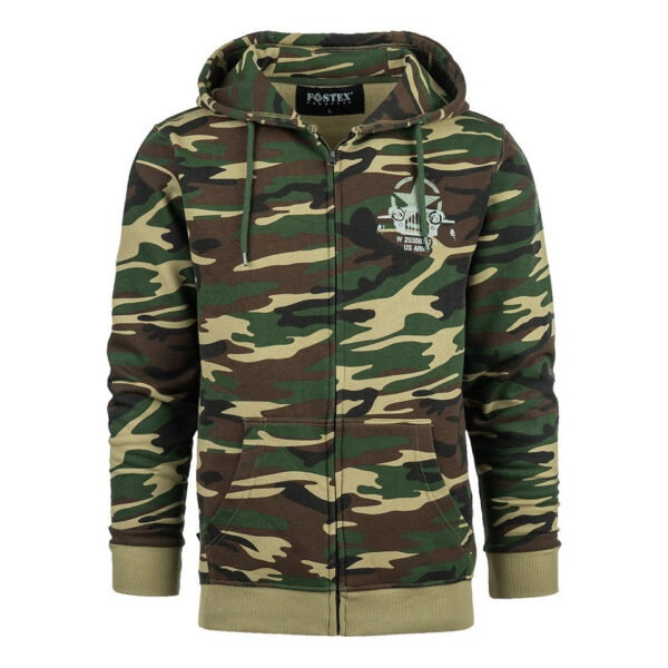 Hoodie met rits Allied Star-Willys jeep | Fostex Garments | Camo