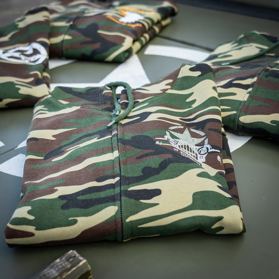 Hoodie met rits Allied Star-Willys jeep | Fostex Garments | Camo - Afbeelding 4