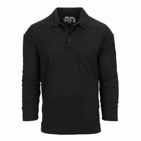 Tactical polo Quick Dry lange mouw. Diverse kleuren - XL, Zwart
