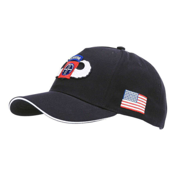 Baseball cap 82nd Airborne WWII 3D. Diverse kleuren - Zwart