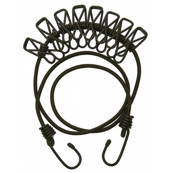 Waslijn van 100 % elastiek | 8 Knijpers | Fosco Industries | Meerdere kleuren - Groen