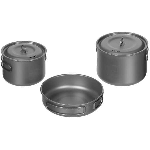 Fox Outdoor Titanium Pannenset 5-delig - Camping Pannenset Lichtgewicht