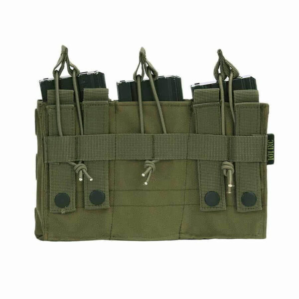 Drie dubbele open top M4 magazijnen pouch. Diverse kleuren - Groen