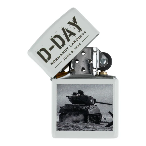 Zippo Aansteker | D-Day Sherman tank - June 6 Normandië 1944 | Wit