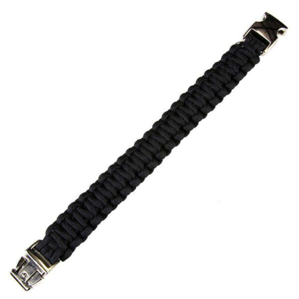 Paracord bracelet silver buckle. Diverse kleuren - Zwart