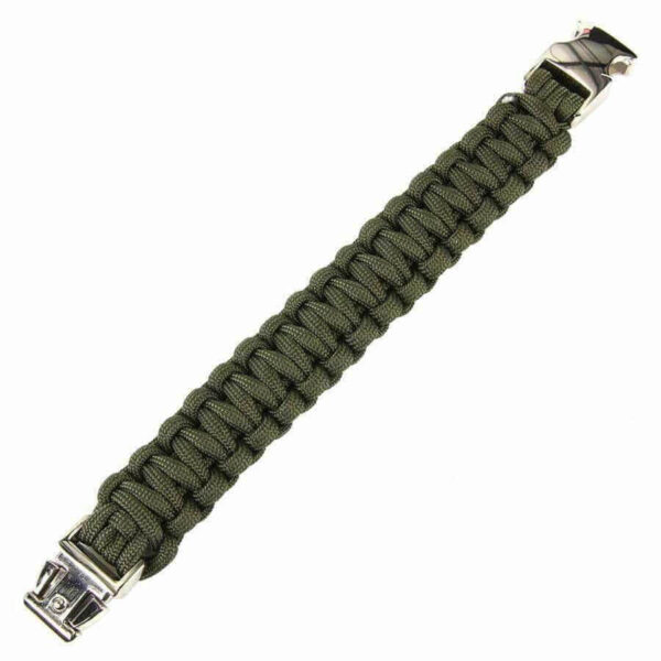 Paracord bracelet silver buckle K2139 8 inch - Groen