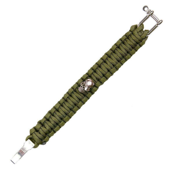 Paracord skull iron buckle 8 inch. Diverse kleuren - Groen