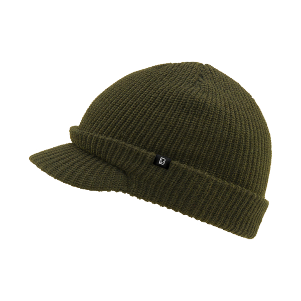 Brandit Jeepcap - Unisex - Grof gebreid - Muts met klep | Meerdere kleuren - Olive