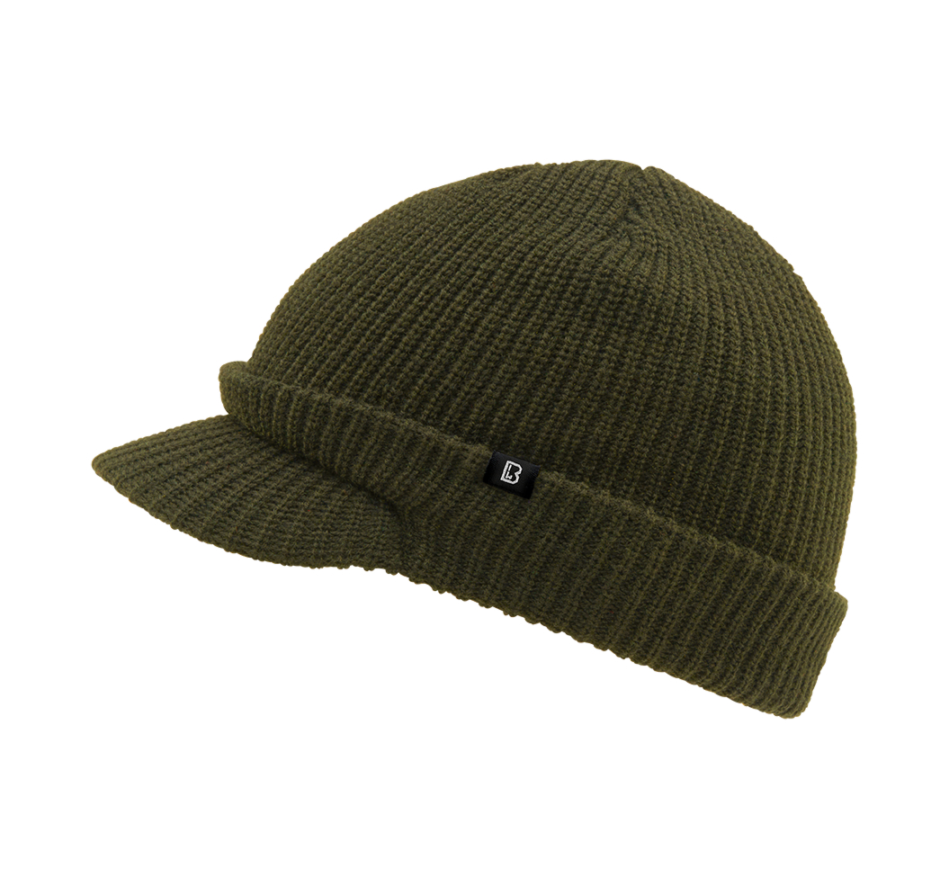 Brandit Jeepcap - Unisex - Grof gebreid - Muts met klep | Meerdere kleuren - Olive