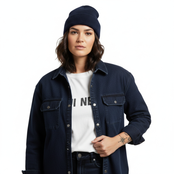 Beanie muts - Grof - Fleece voering - Unisex  Diverse kleuren - Blauw