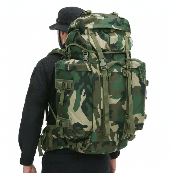 Commando Rugzak 70 liter + 2 x 8 liter zijvakken - Grote backpack rugzak - Woodland
