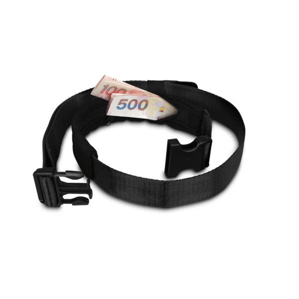 Reis/smokkelriem 25 met geldvak en stretch | Zwart | Pacsafe