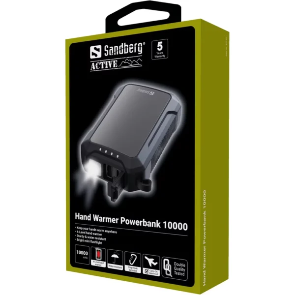 Sandberg Handwarmer Powerbank 10.000 mAh – IPX5, 4 warmtestanden