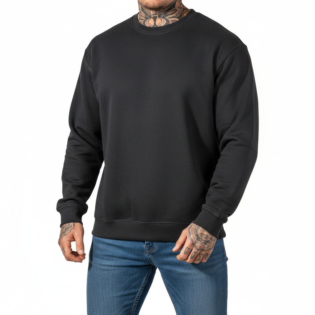Heren Sweater Zwart - Ronde hals | MFH