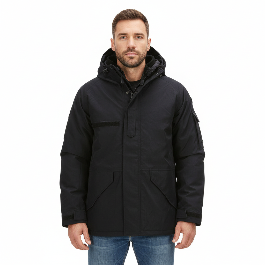 Militaire Parka jas heren- Winterjas gevoerd | Fostex Garments - L, Zwart