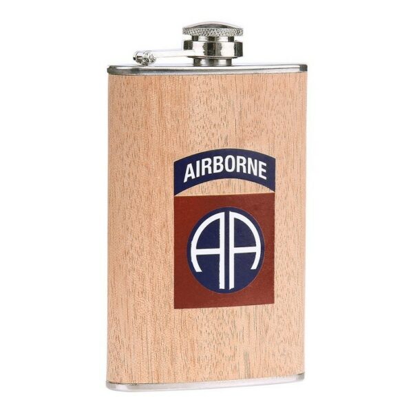 Stainless steel flask 5 oz 82nd Airborne wood look