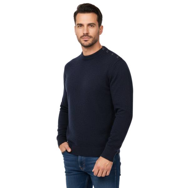 WoolMate - Bretonse trui blauw 100% wol