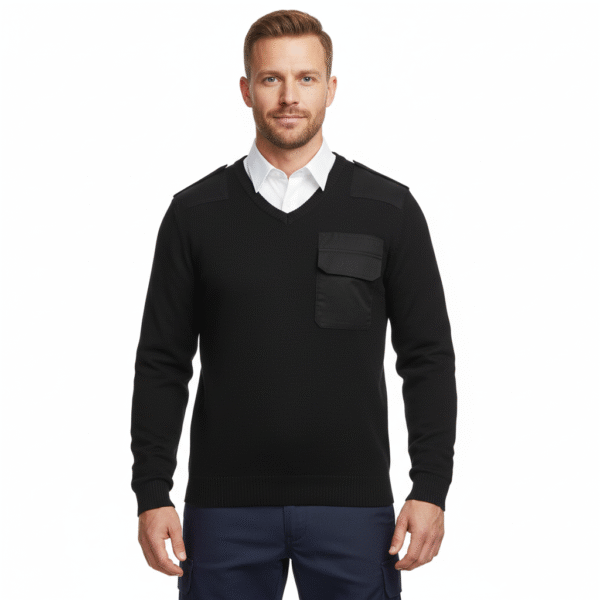 Trui v-hals 50% wol. Diverse kleuren - XL, Zwart