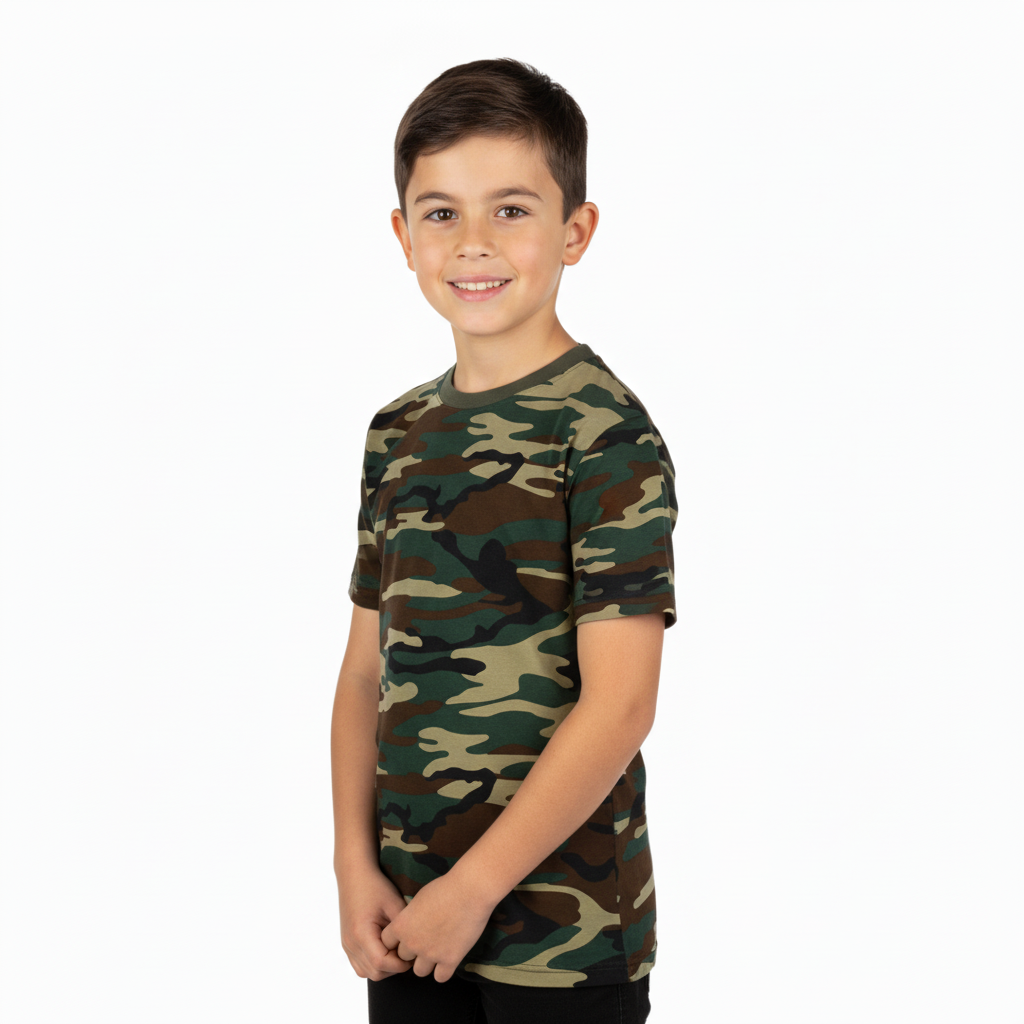Kinder t-shirt camouflageprint - Woodland - 134-140